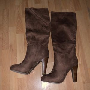 Tan knee height boots